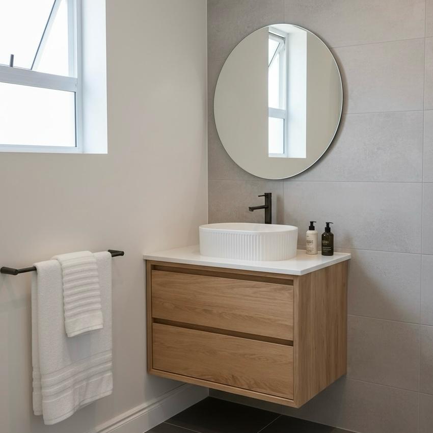 Berlin Single Vanity - Solid Oak